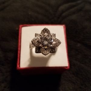 Silver flower ring